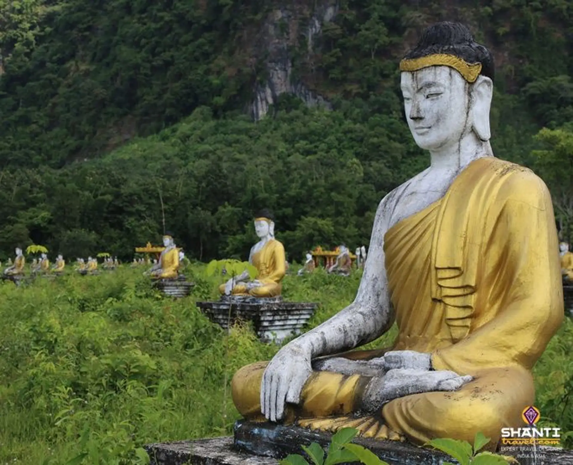 Travel in Asia - Statues in the Lumbini Garden in Hpa An, Myanmar