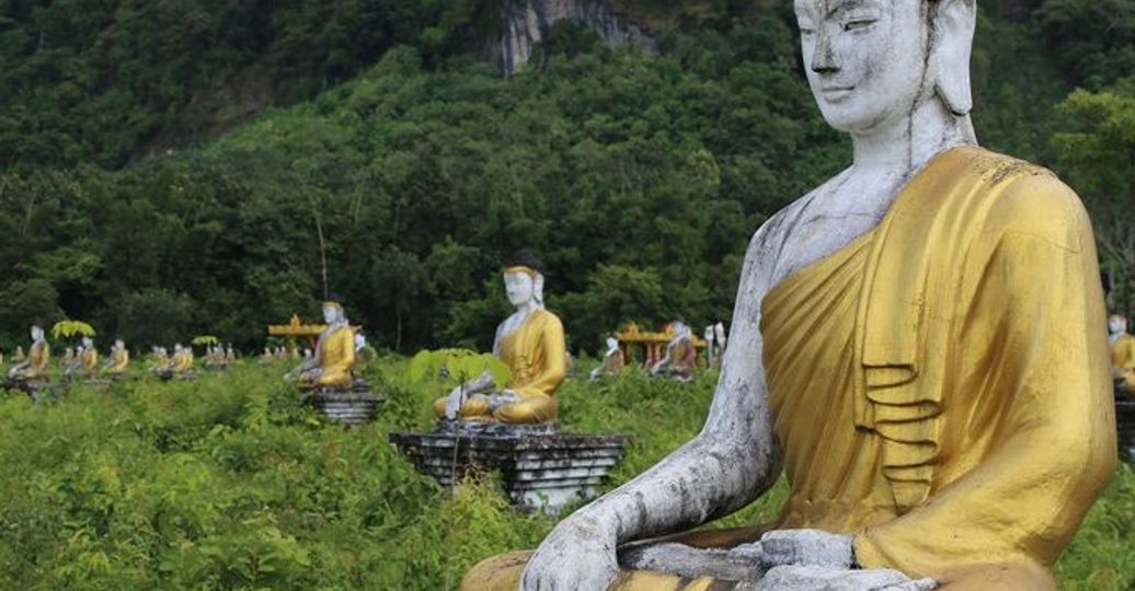 Travel in Asia - Statues in the Lumbini Garden in Hpa An, Myanmar