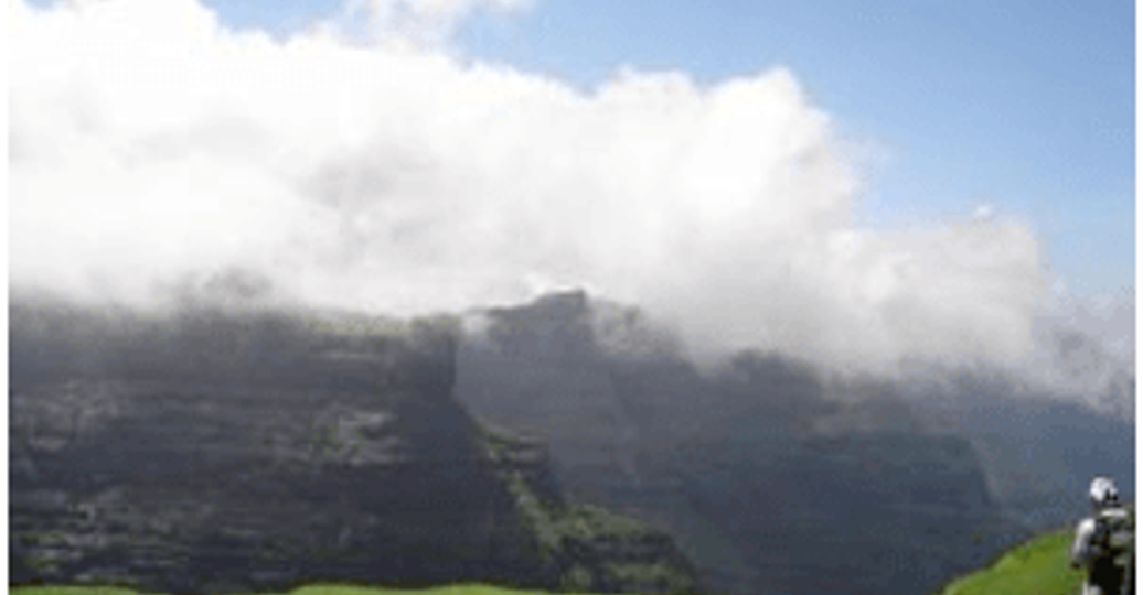 Travel in Asia - Hiker stopping to admire a mountain view in Horton Plains National Park, Sri Lanka