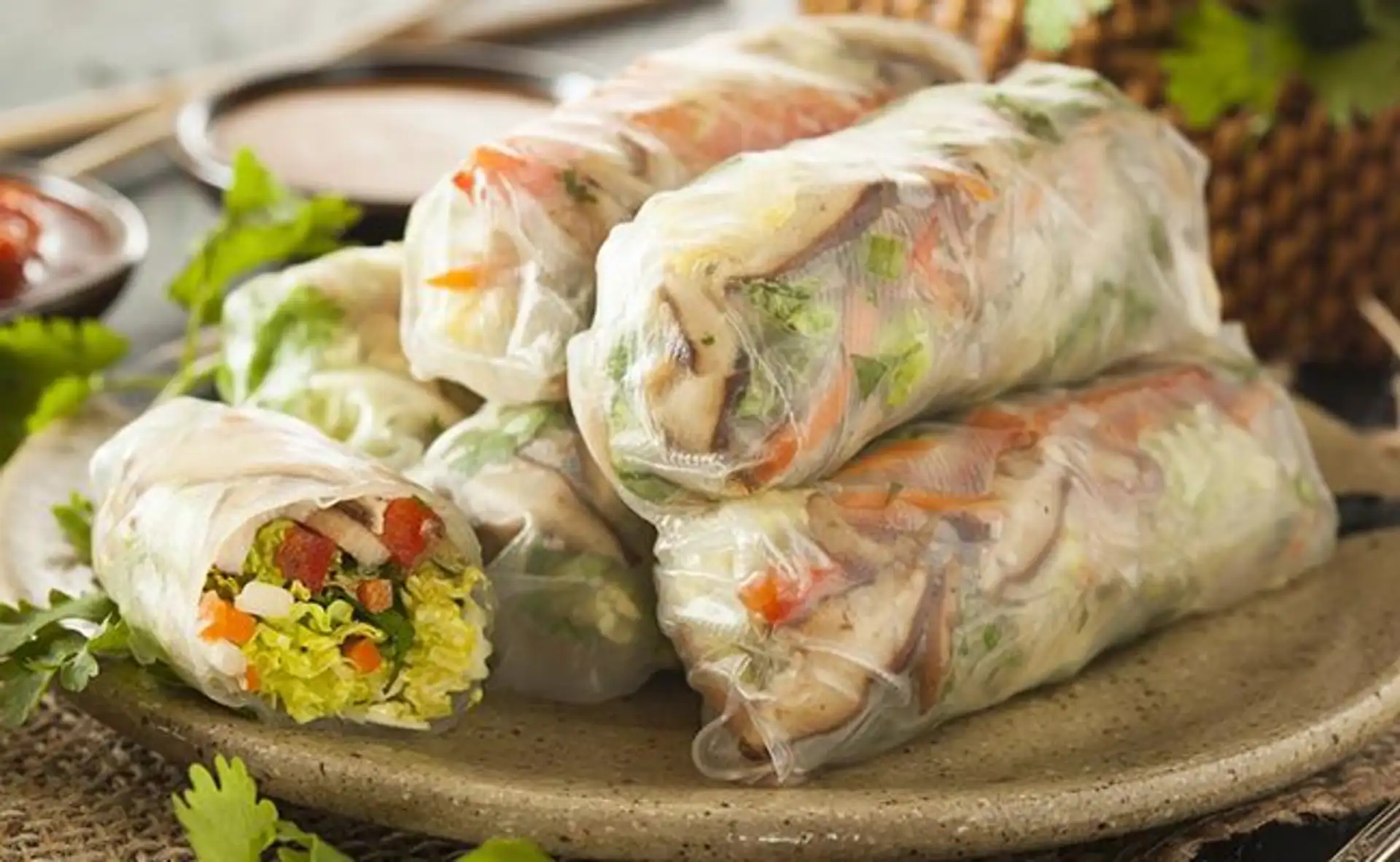 Travel in Asia - A plate of Vietnamese fresh spring rolls