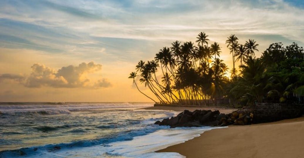Travel in Asia - Sunset on a beach on the southern coast of Sri Lanka