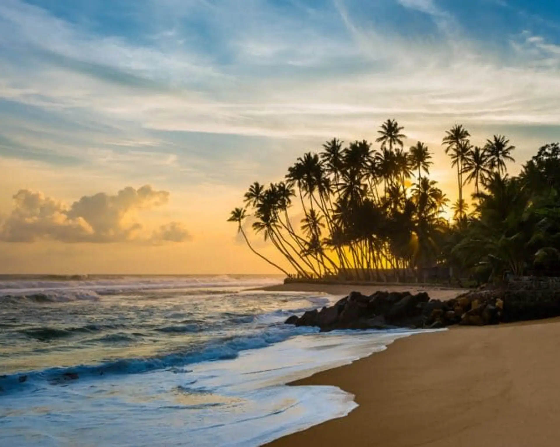Travel in Asia - Sunset on a beach on the southern coast of Sri Lanka