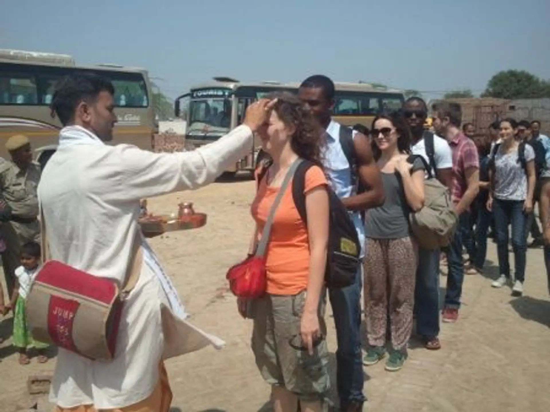 Travel in Asia - Shanti Travel team members receiving blessings in India at an Incentive Weekend retreat