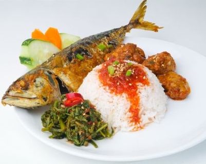 Travel in Asia - A cooked fish with rice and sides