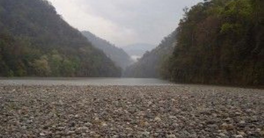 Travel in Asia - Stoney riverbed at the confluence of the Teesta and Rangeet rivers in North Bengal, India