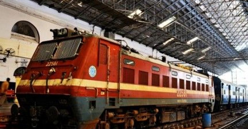 Travel in Asia - An Indian Railways train stopped at a station in India