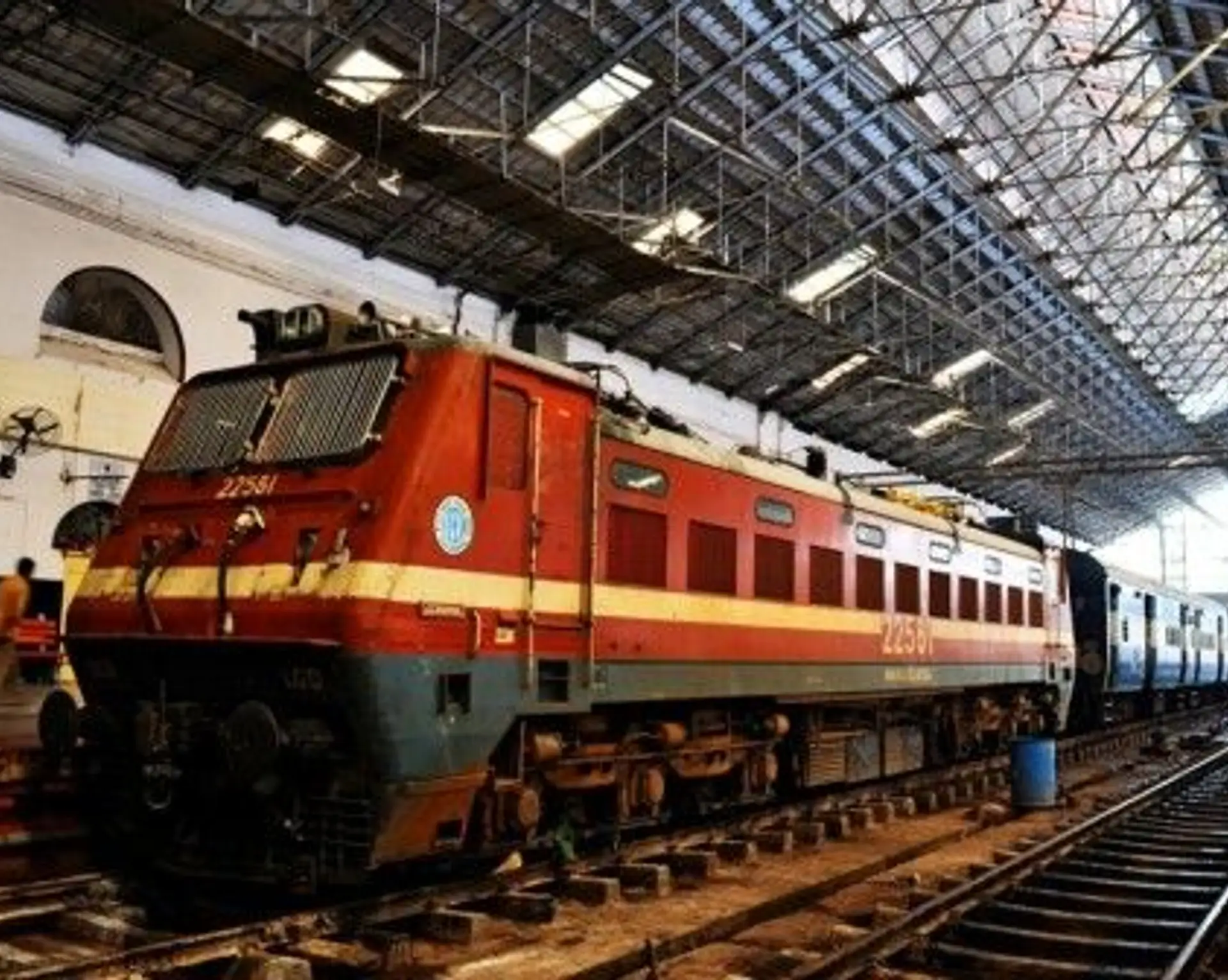 Travel in Asia - An Indian Railways train stopped at a station in India