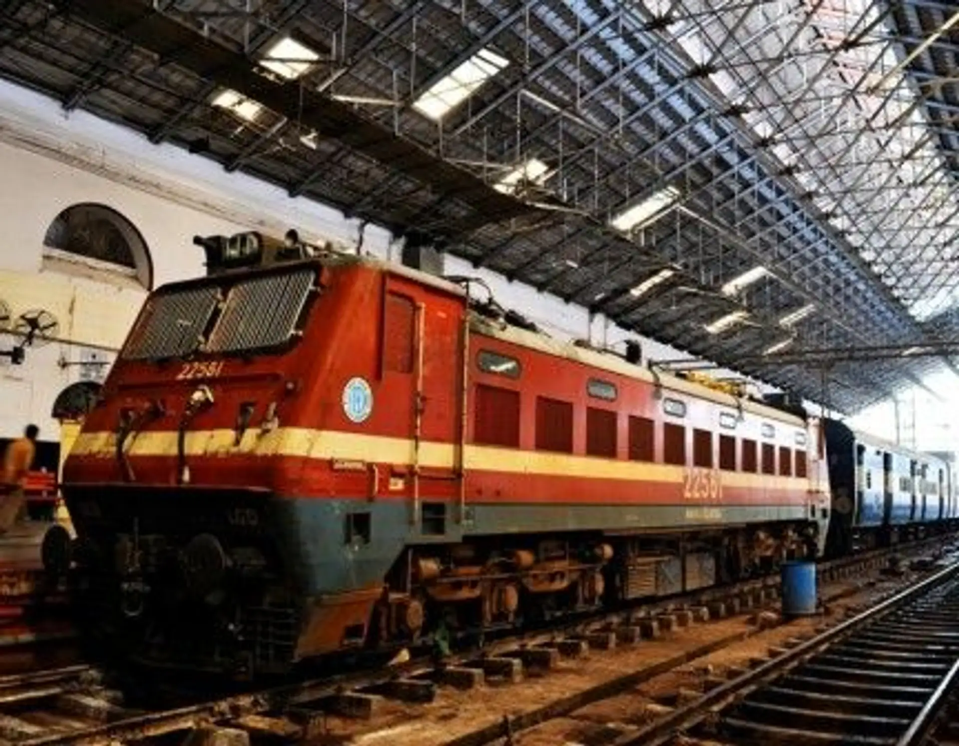 Travel in Asia - An Indian Railways train stopped at a station in India
