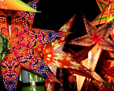 Travel in Asia - Star-shaped paper lanterns in the Diwali festival in India