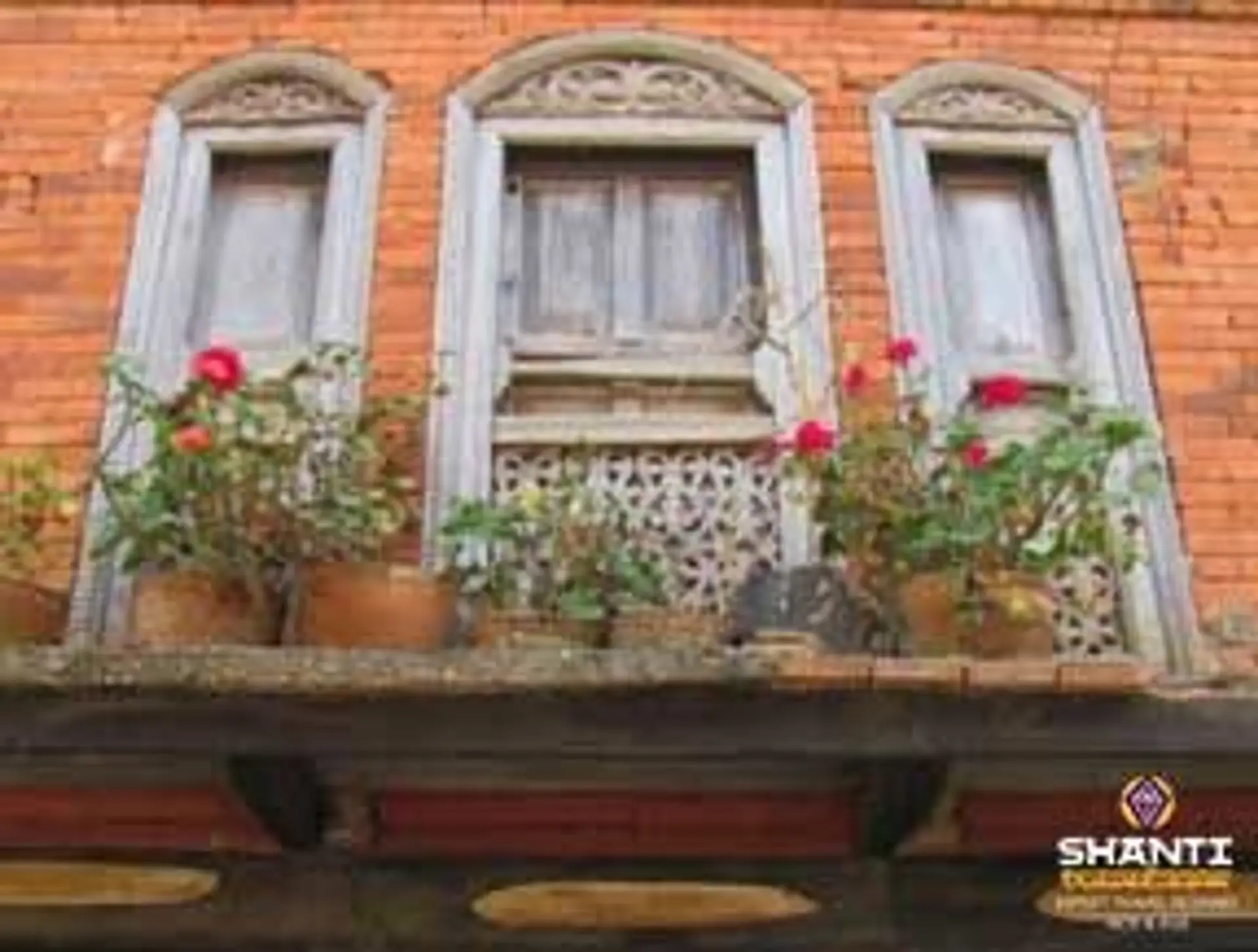Travel in Asia - Facade of a traditional Newari house in Bandipur, Nepal