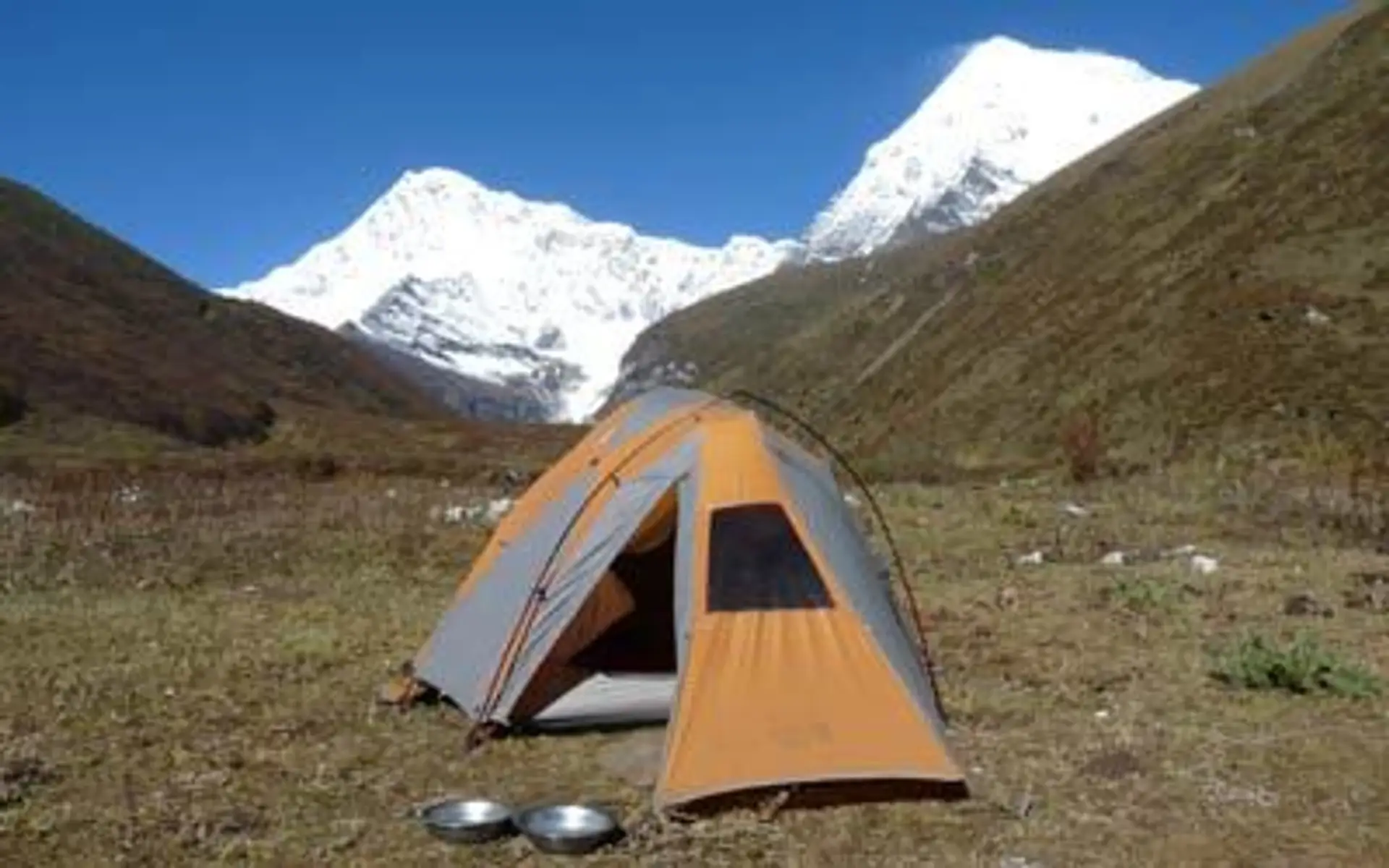 Travel in Asia - A tent set up at a camp on a trek through Bhutan