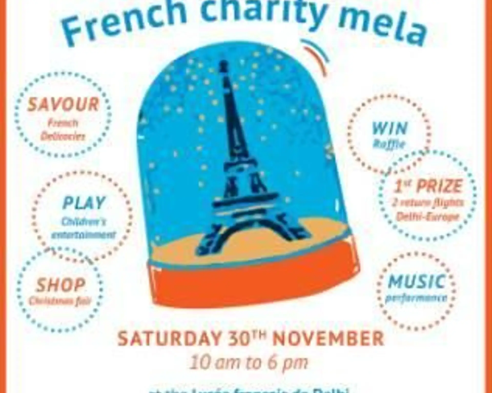 Travel in Asia - Flier for a French charity mela in New Delhi