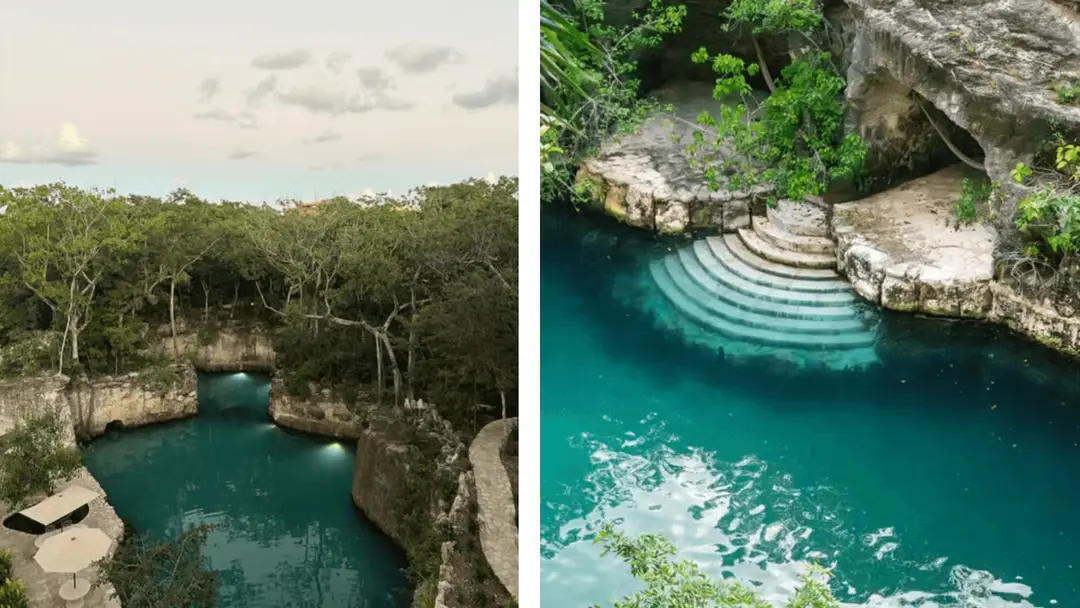 Baignade dans un cénote du Yucatán