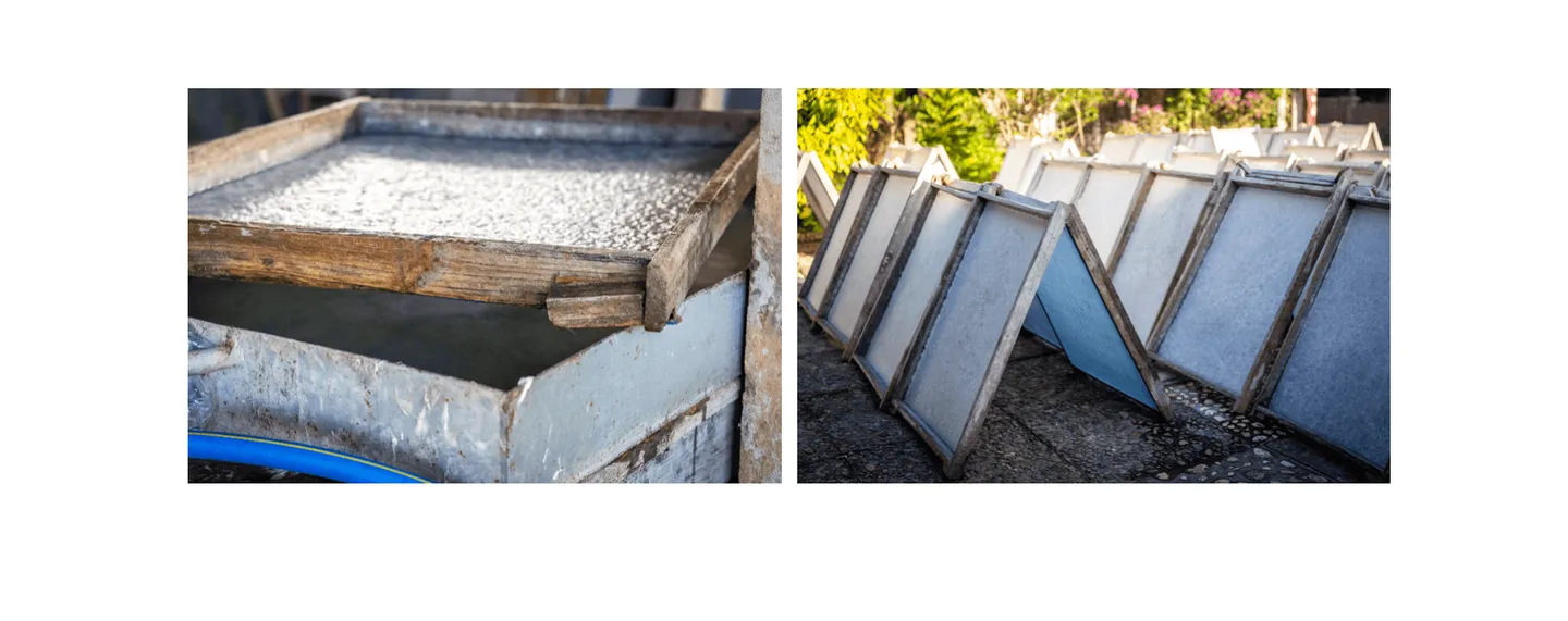 Voyage au Laos - séchage au soleil des feuilles de papier Saa pendant plusieurs jours