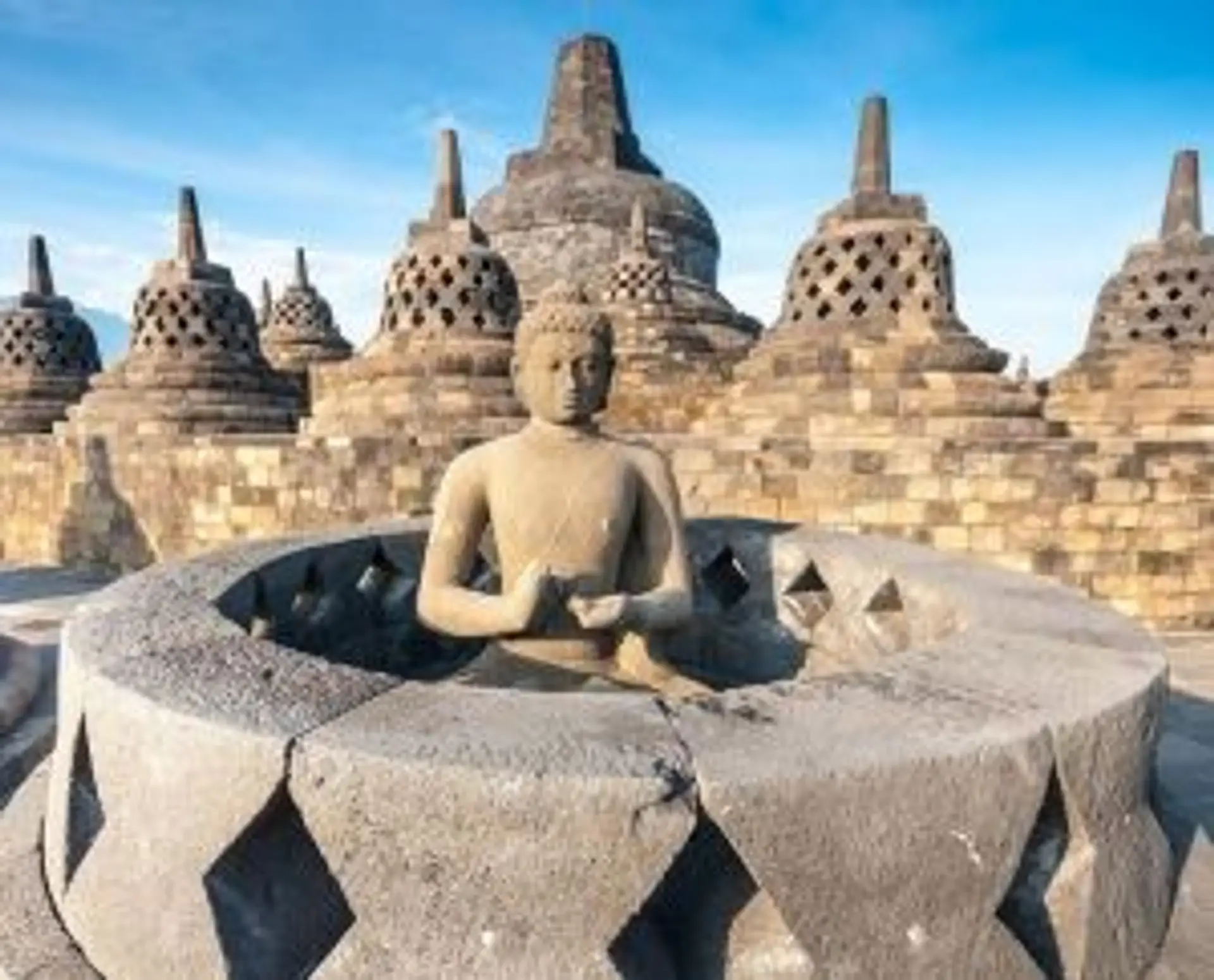 Travel in Asia - Borobudur, the world's largest Buddhist temple, located in Central Java, Indonesia
