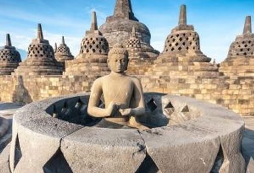 Travel in Asia - Borobudur, the world's largest Buddhist temple, located in Central Java, Indonesia