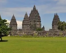 Travel in Asia - Stone spires of Prambanan Temple in Indonesia