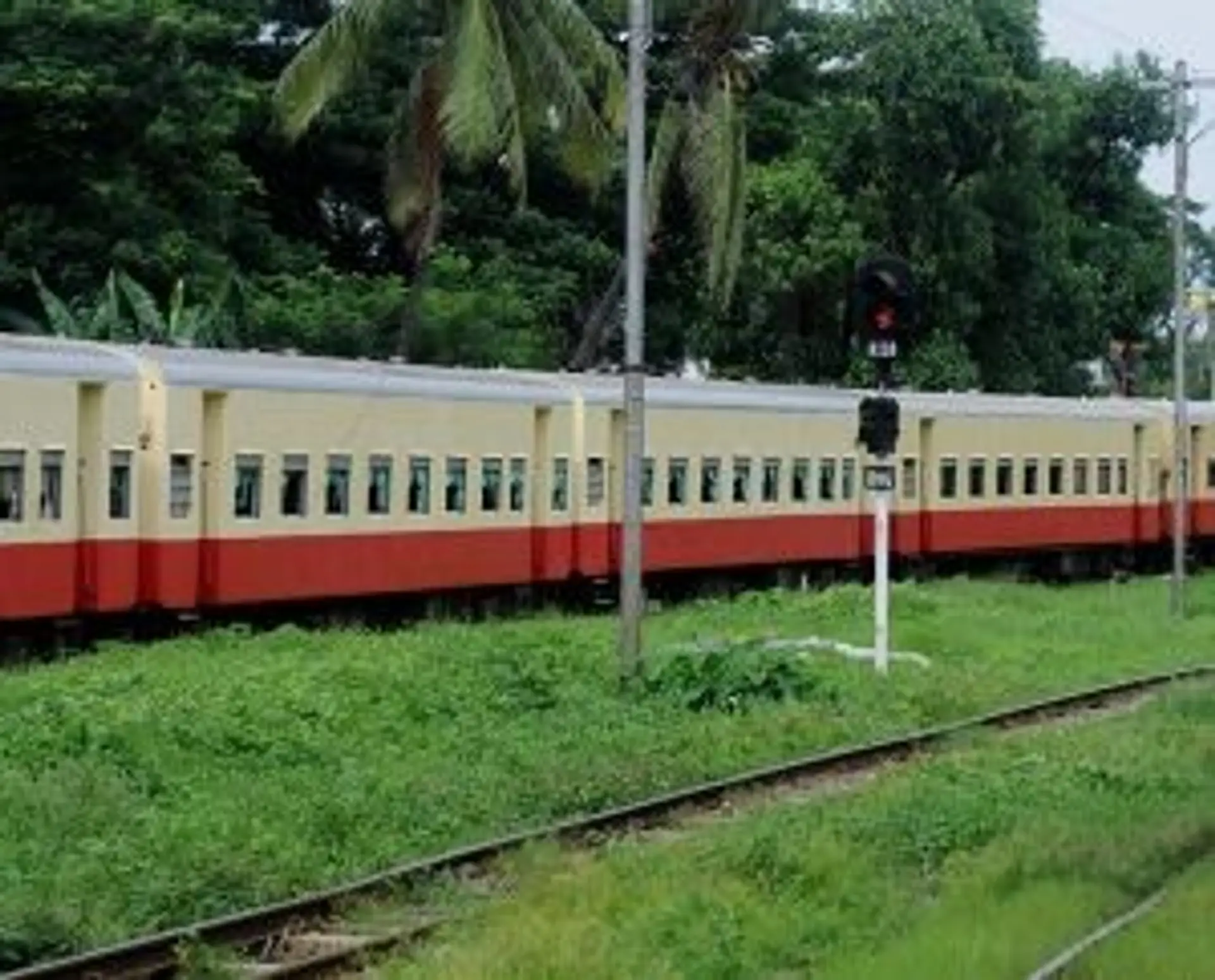 Travel in Asia - A train on the Yangon Circular Railway in Myanmar.