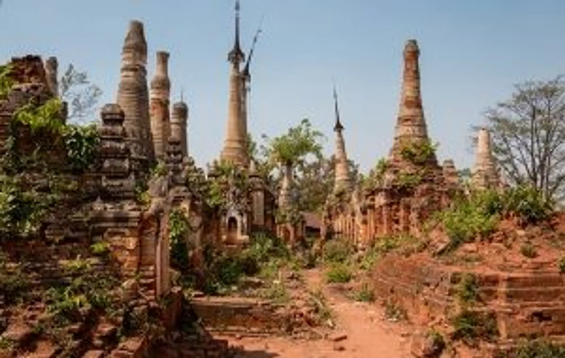Travel in Asia - Ruined stupas in the Shwe Indein Pagoda complex in Myanmar