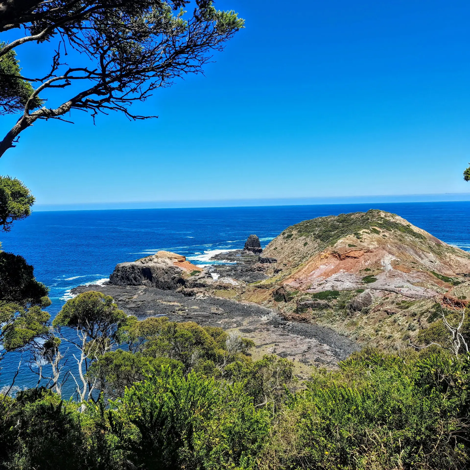 Sentier côtier serpentant sur les falaises de Cape Schanck, Australie