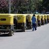 Travel in Asia - A lineup of auto-rickshaws on an Indian city street