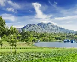 Travel in Asia - View of Mount Batur and Lake Batur in Kintamani, Bali, Indonesia