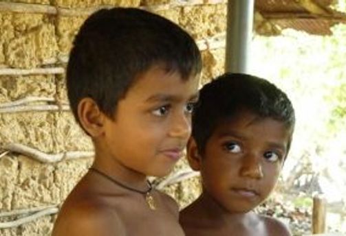 Travel in Asia - Two young boys in a village in Sri Lanka