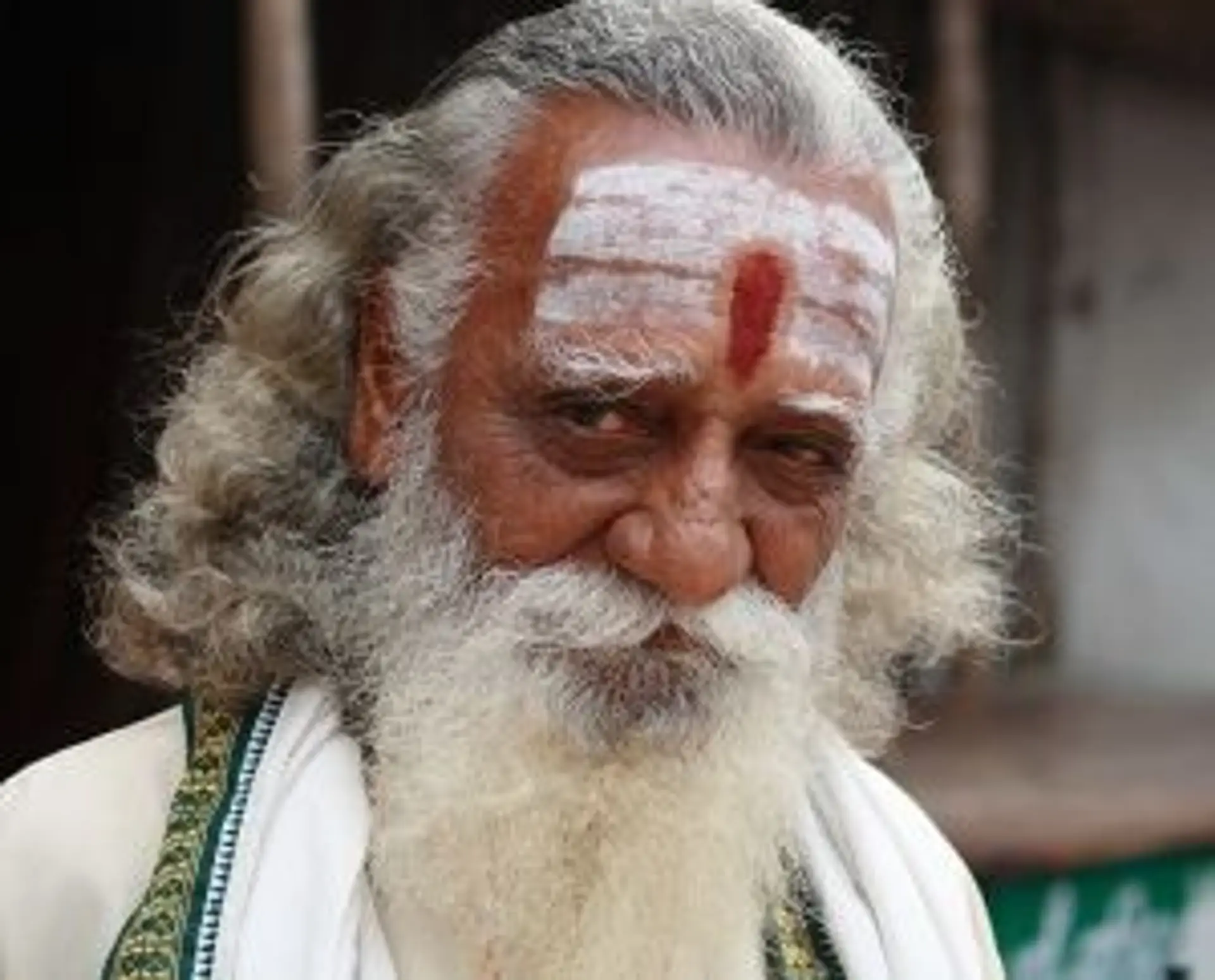 Travel in Asia - An old Indian man with a white beard and grey hair staring at the camera
