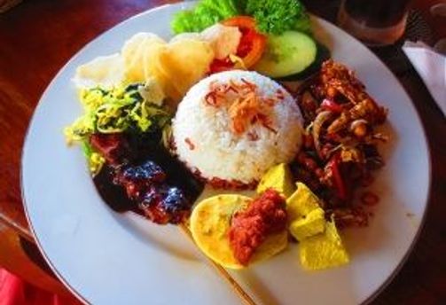 Travel in Asia - A appetizingly plated serving of Nasi Campur