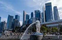 Les Supertrees illuminés de Gardens by the Bay sous un ciel bleu à Singapour