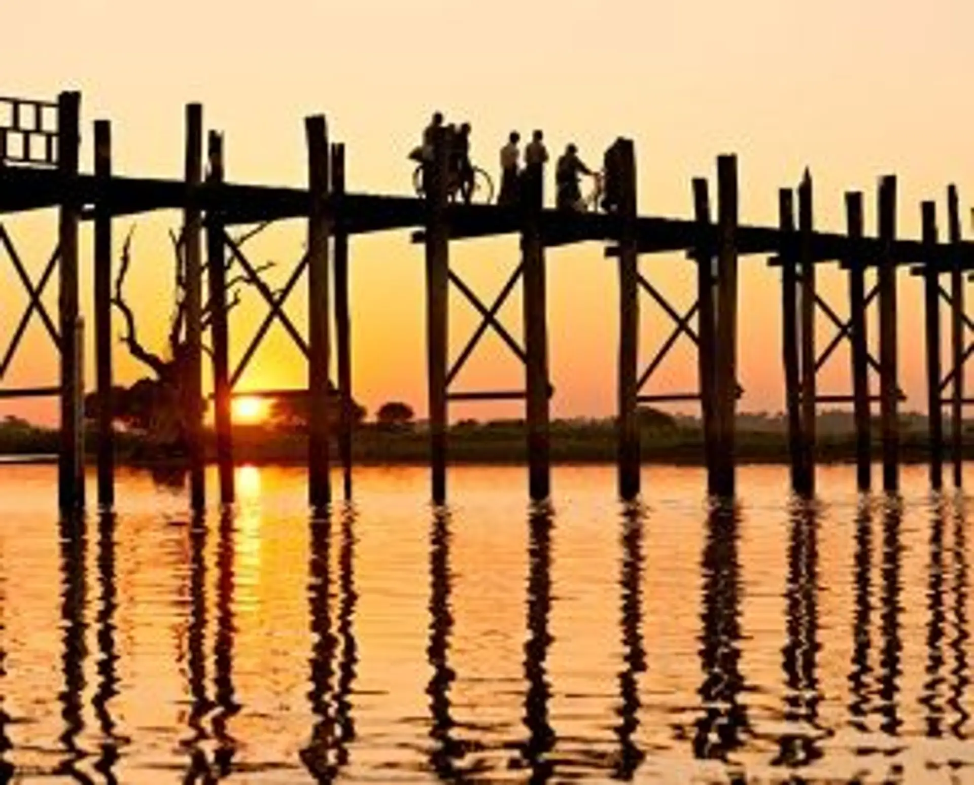 Travel in Asia - Sunset at the U Bein Bridge in Myanmar.