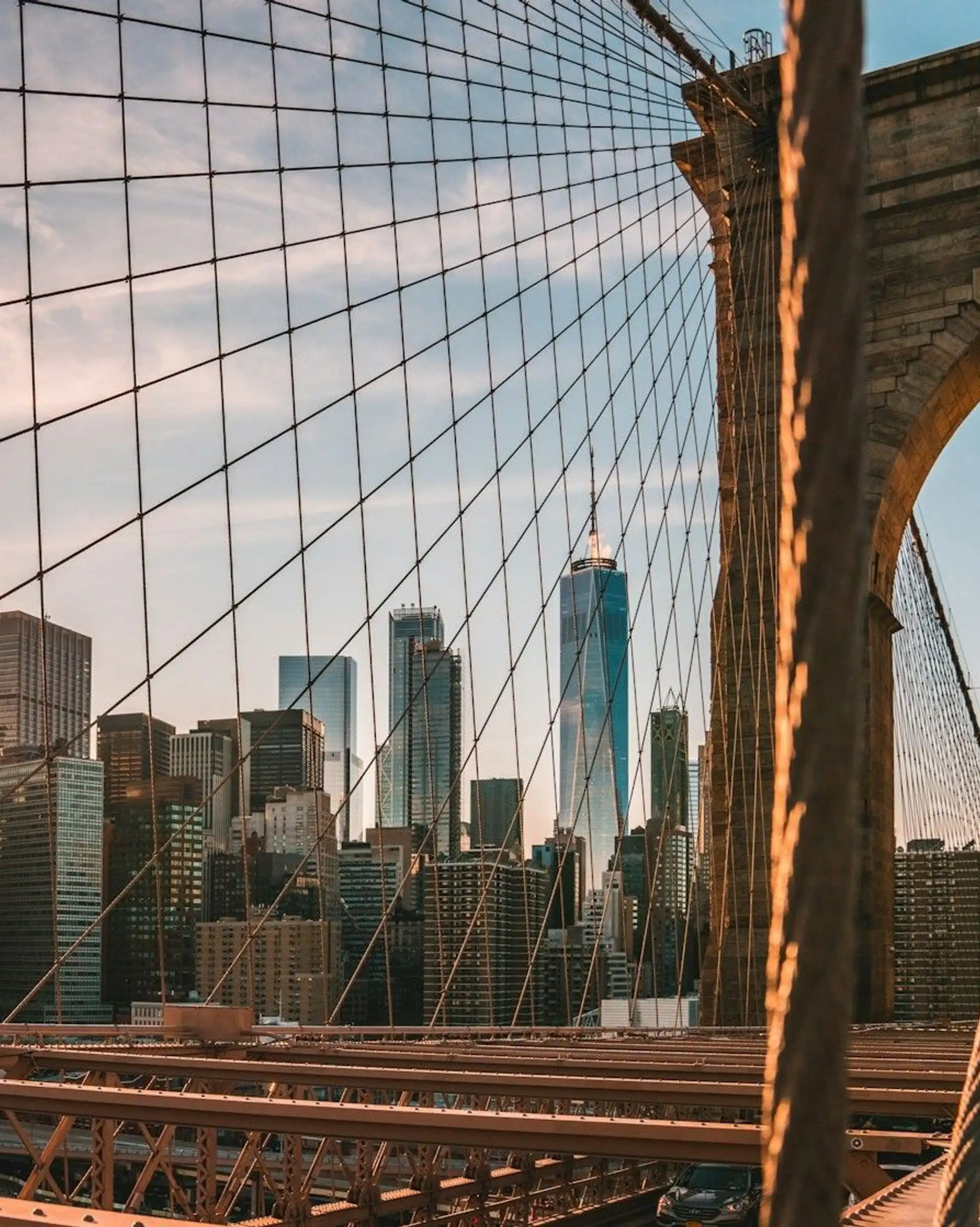 Point de vue depuis le pont de Brooklyn à New-York dans l'est américain