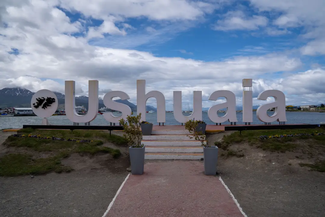 Panneau indiquant Ushuaia, en Terre de Feu