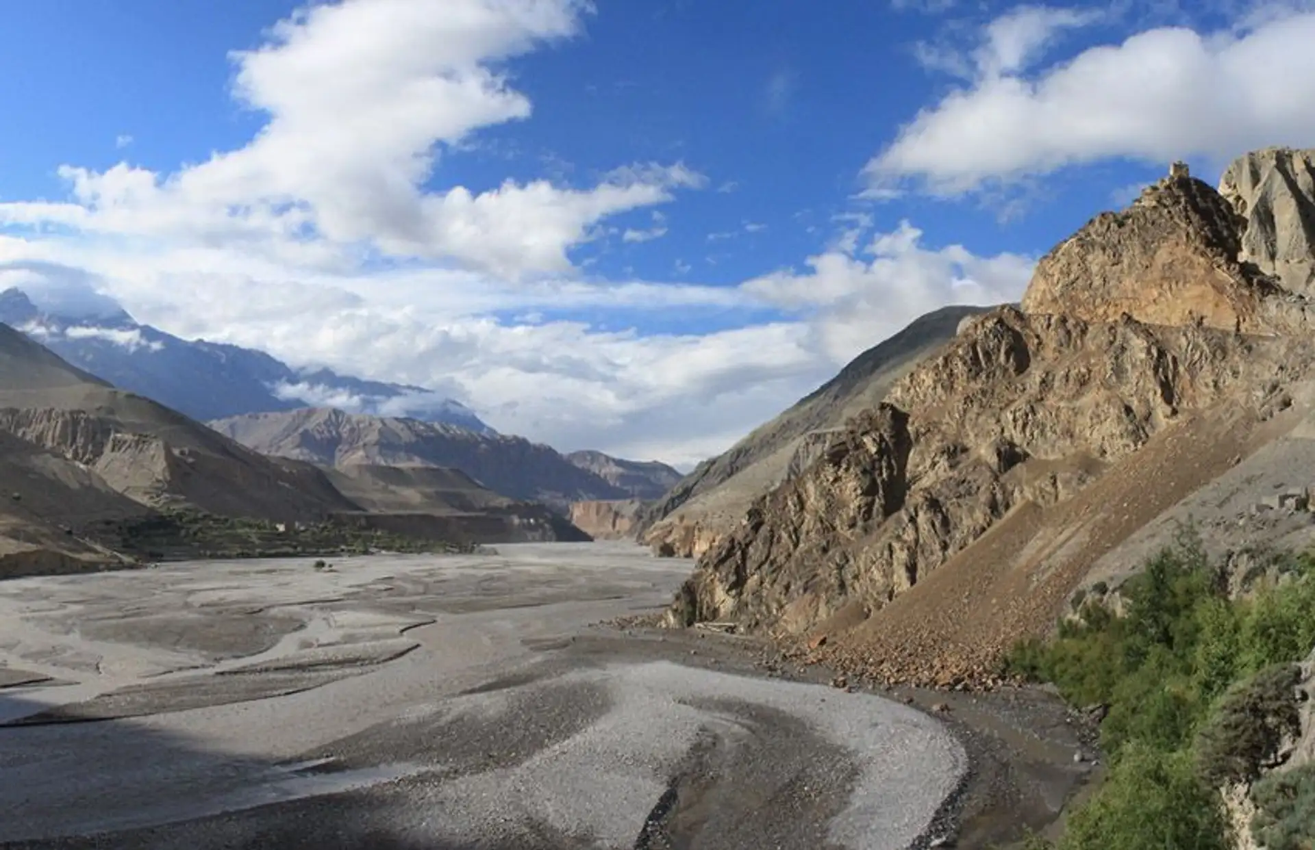 Travel in Asia - A dramatic view of a mountain valley in the Mustang region of Nepal