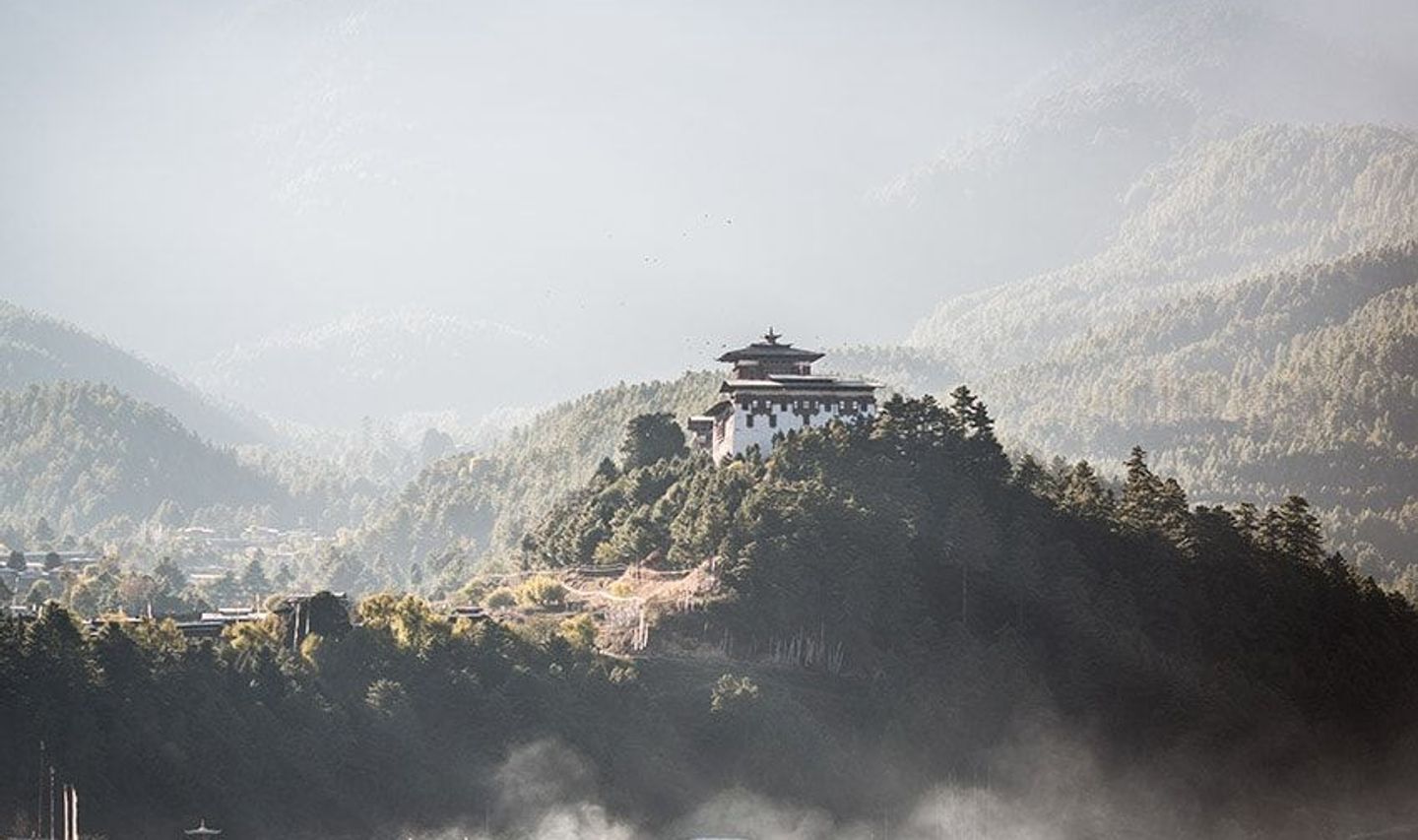 Travel in Asia - The Punakha Dzong Fortress-Monastery in the Punakha Valley in Bhutan
