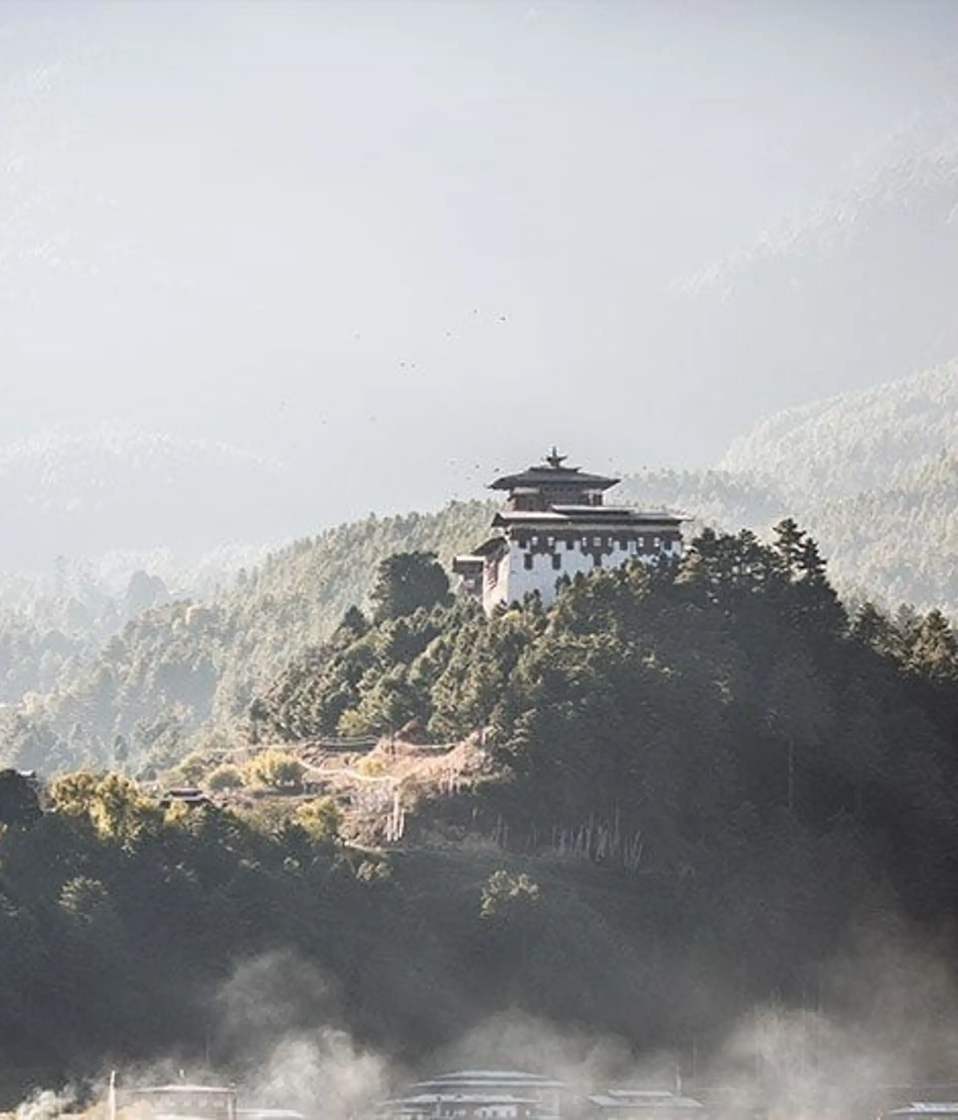 Travel in Asia - The Punakha Dzong Fortress-Monastery in the Punakha Valley in Bhutan