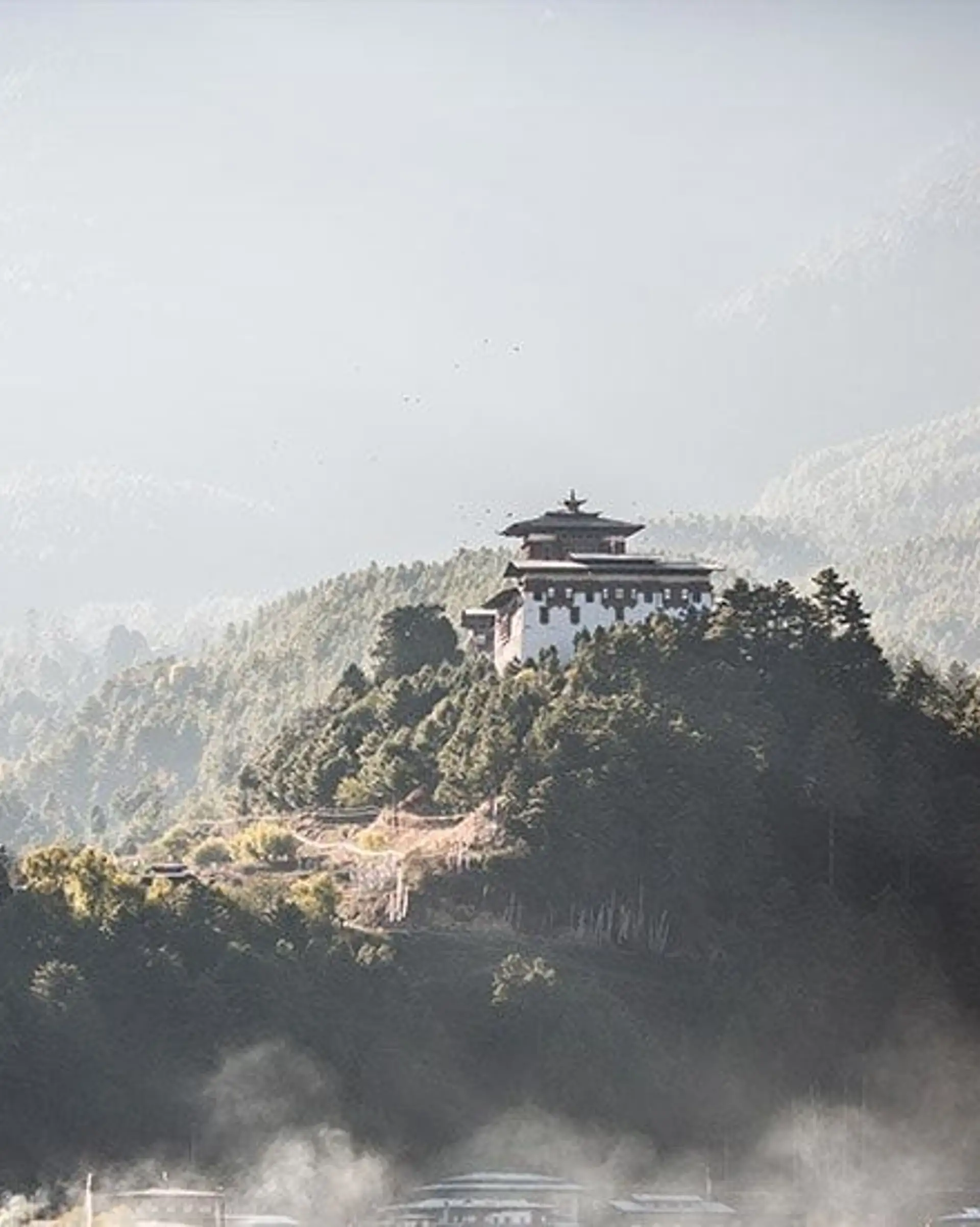 Travel in Asia - The Punakha Dzong Fortress-Monastery in the Punakha Valley in Bhutan