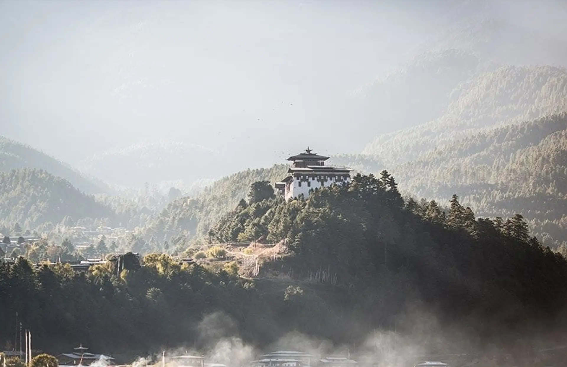 Travel in Asia - The Punakha Dzong Fortress-Monastery in the Punakha Valley in Bhutan