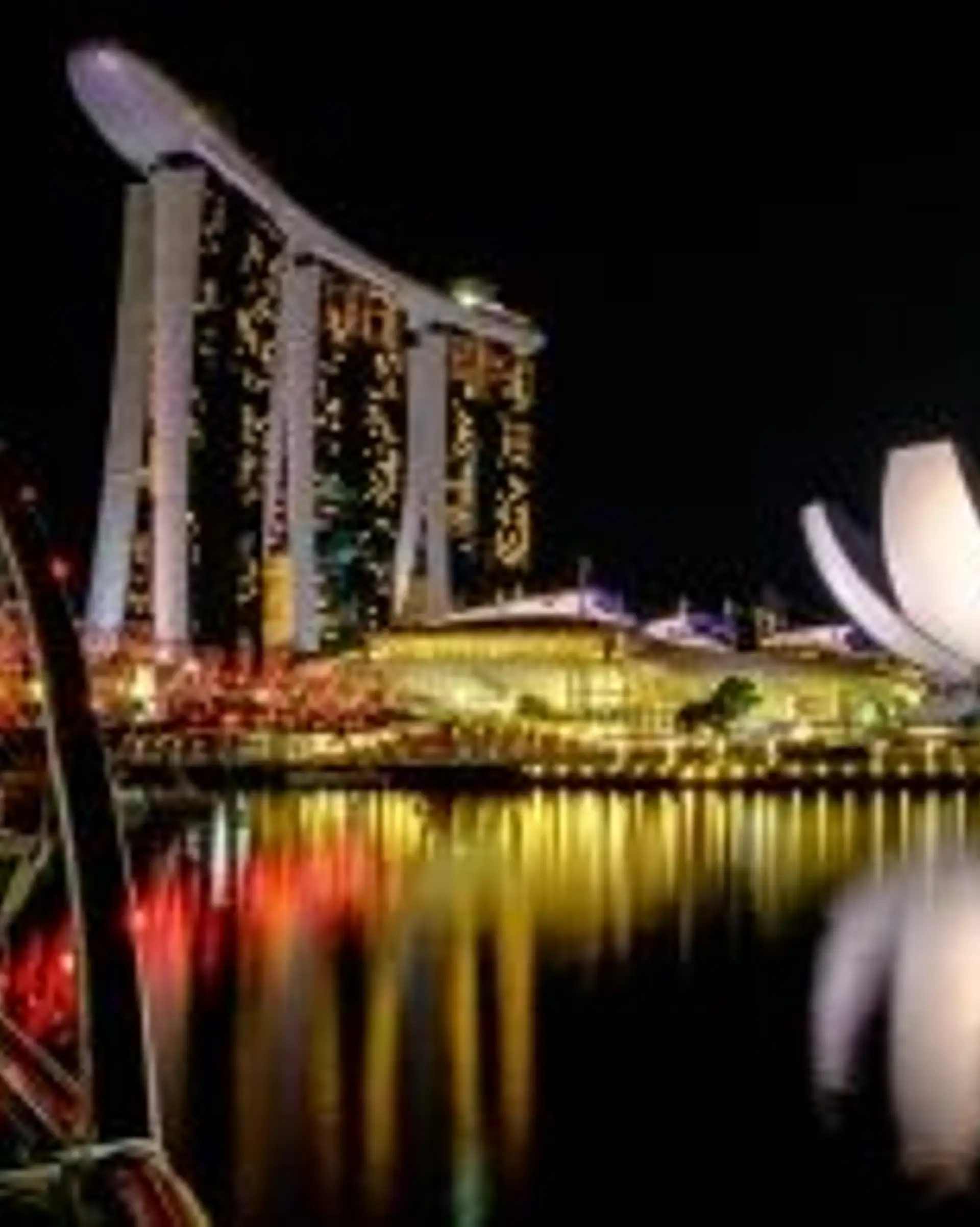Travel in Asia - The Marina Bay Sands and ArtScience Museum illuminated at night