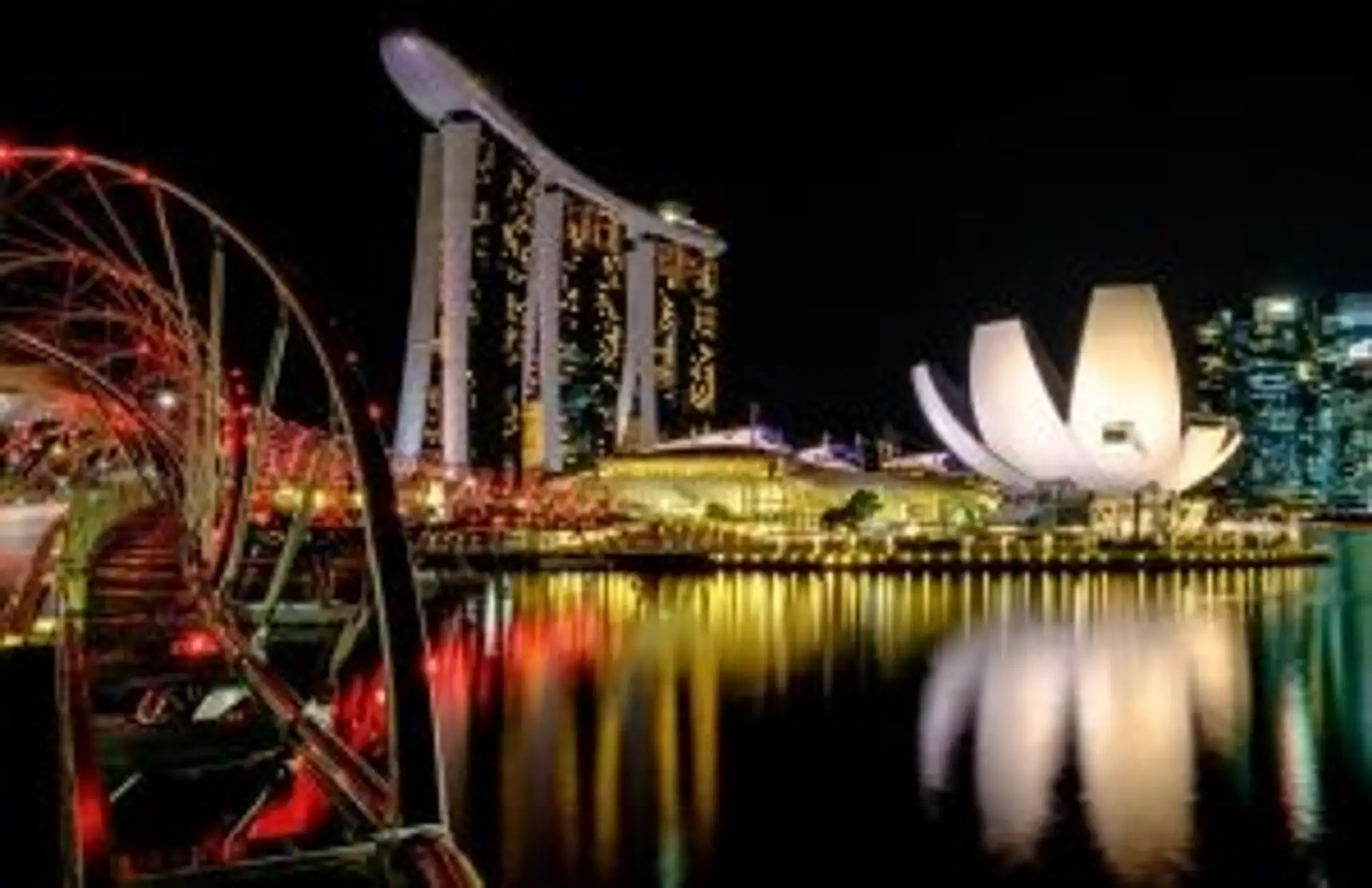 Travel in Asia - The Marina Bay Sands and ArtScience Museum illuminated at night
