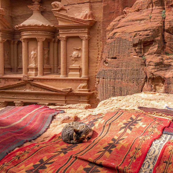 Travel in Asia - A view of the iconic Al Khazneh (Treasury) at Petra, Jordan