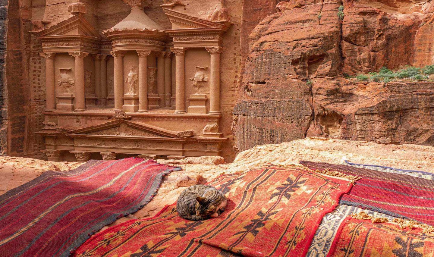 Travel in Asia - A view of the iconic Al Khazneh (Treasury) at Petra, Jordan